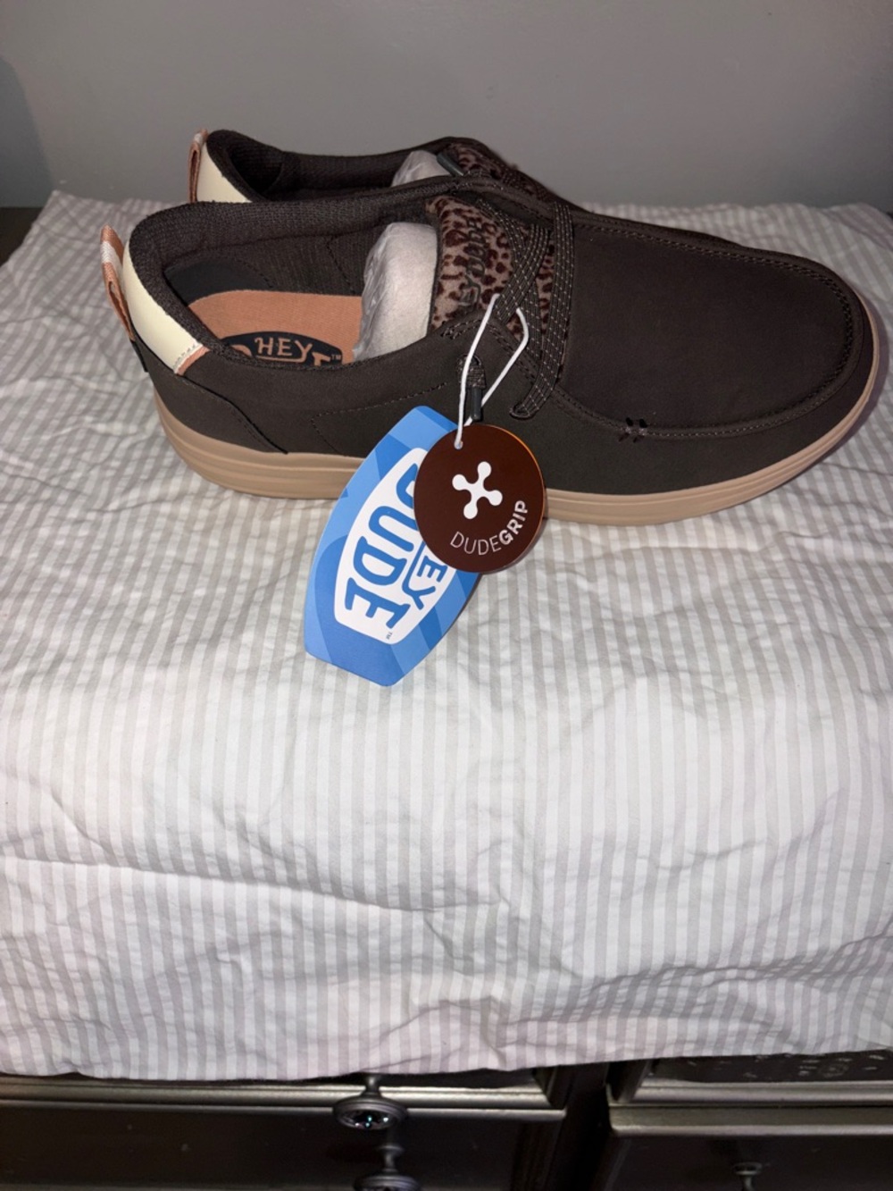 Hey Dude Brown Slip-On Loafers with Tan Sole & Cream Heel Accent